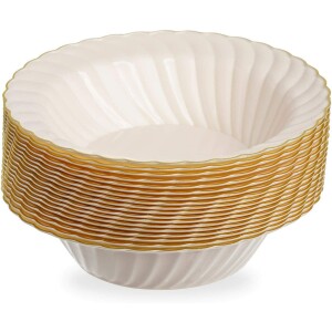 18 Sea Shell with Gold Rim 6 oz Hard Plastic Small Bowls