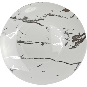 10 White & Silver 9" Hard Plastic Plates