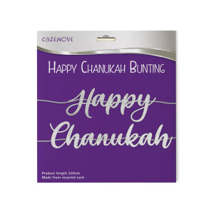 Happy Chanukah Silver Metalic Bunting