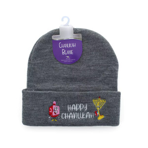 Happy Chanukah Grey Beanie Hat