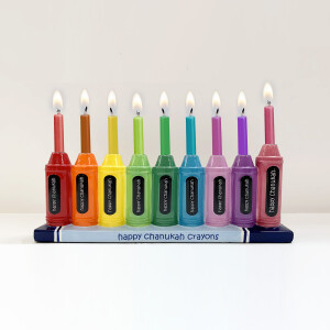 Hand Painted Ceramic Crayons Menorah
