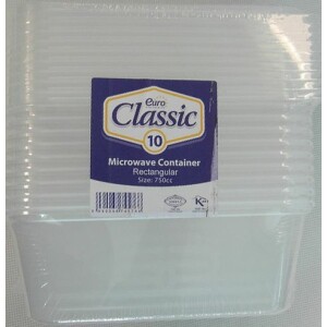 10 x 750cc Microwave Rectangular Containers