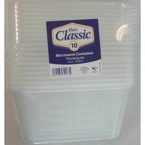 10 x 1000cc Microwave Rectangular Containers