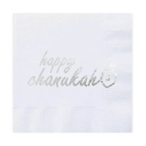 Happy Chanukah 20 Silver Foiled Napkins
