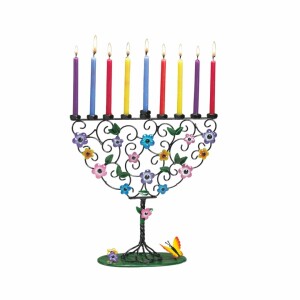 Flowering Tree of Life Hand-Crafted Metal Menorah