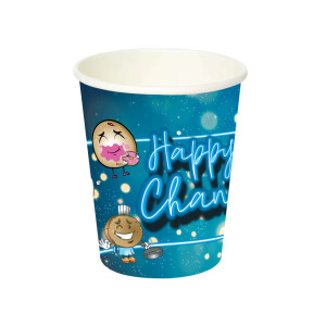 10 Happy Chanukah Menorah & Dreidel Blue Paper Cups