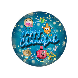 10 Happy Chanukah Menorah & Dreidel Blue 9" Paper Plates
