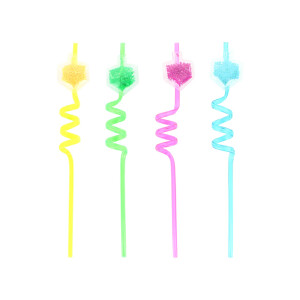 4 Chanukah Dreidel Confetti Themed Wiggly Straws