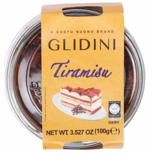 Glidini Milky Tiramisu Cup, creamy layered kosher dessert with coffee-soaked sponge and mascarpone, perfect for Shabbat or celebrations
