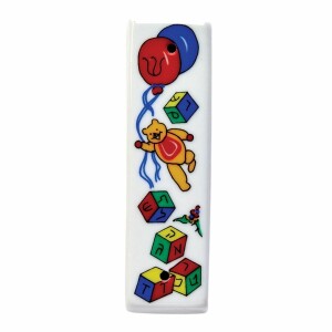 Ceramic Bear Blocks and Balloons Kids Mezuzah