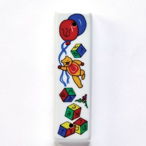 Mezuzah Ceramic Case With Bear, Blocks, Balloons Design