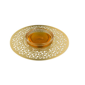 Dorit Judaica mandala gold plated honey dish for Rosh Hashanah Sabeny