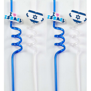Stand With Israel Blue & White Fun Straws