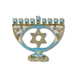 Enameled Menorah with Light Jeweled Accents